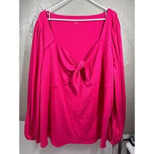 NWT Ava & Viv Shirt Women’s Pink Long Sleeve‎ Sweetheart V Neck Plus Size 3X